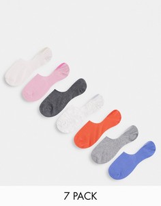 Набор из 7 пар разноцветных невидимых носков ASOS DESIGN-Разноцветный