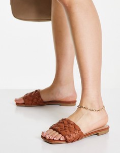 Коричневые сандалии с плетеной отделкой Pimkie-Светло-бежевый цвет