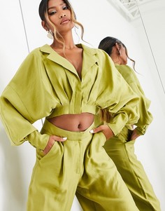 Топ цвета зеленого лайма из тенселя с драпировкой и складками на талии ASOS EDITION-Зеленый цвет