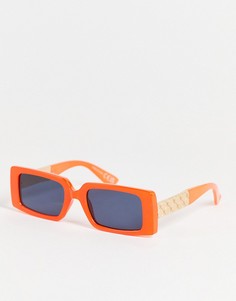 Солнцезащитные очки в оранжевой прямоугольной оправе River Island-Оранжевый цвет