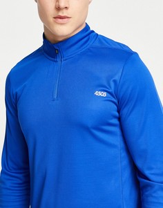 Синий лонгслив на молнии длиной 1/4 ASOS 4505-Голубой