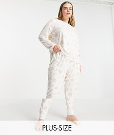 Длинная пижама с фольгированным принтом с мистическим символом луны The Wellness Project x Chelsea Peers Plus-Белый