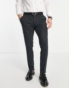 Строгие трикотажные брюки темно-серого цвета со складками спереди Jack & Jones Intelligence-Серый