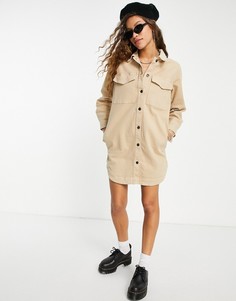Джинсовая куртка в стиле oversized бежевого цвета от комплекта Object-Светло-бежевый цвет