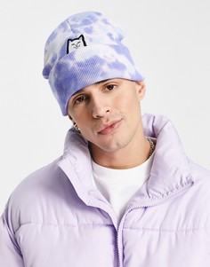 Шапка-бини темно-синего/персикового цвета с принтом тай-дай RIPNDIP Lord Nermal-Темно-синий