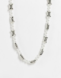 Серебристое ожерелье с бусинами и искусственным жемчугом Madein-Разноцветный Madein.