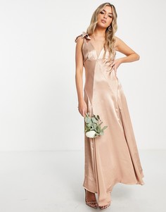 Бледно-розовое платье-комбинация с контрастной вставкой Topshop Bridesmaid-Розовый цвет
