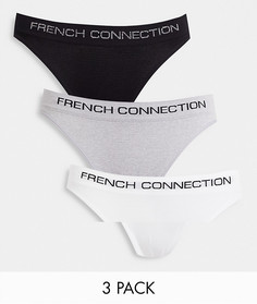 Набор из 3 бесшовных трусов черного, белого и серого цвета French Connection-Черный