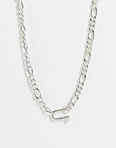 Серебристое ожерелье-цепочка с искусственным жемчугом на застежке WFTW-Серебристый