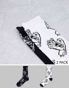Набор из 2 пар носков черного и белого цвета с принтом рук Santa Cruz-Multi
