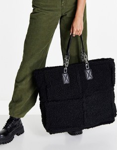Черная плюшевая сумка-тоут в стиле oversized Steve Madden Bcrush-Черный