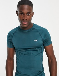 Облегающая спортивная футболка из быстросохнущей ткани бирюзового цвета ASOS 4505-Зеленый цвет