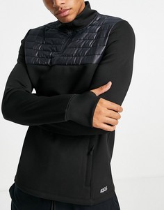 Спортивный свитшот со стеганой вставкой и молнией длиной 1/4 ASOS 4505-Черный цвет