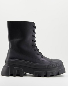 Черные ботинки на толстой подошве со шнуровкой и вставкой на носке Public Desire Man Beckett-Черный