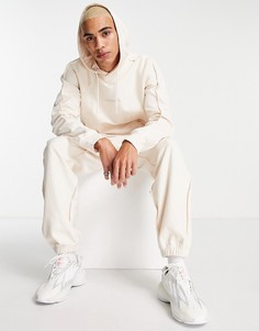 Худи кремового цвета с логотипом на спине adidas Originals Tonal Textures-Белый