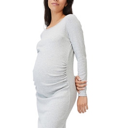 Серое платье с длинными рукавами и волнистыми краями Cotton:On Maternity-Серый