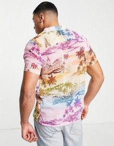 Разноцветная сетчатая рубашка с принтом пальм Topman-Разноцветный