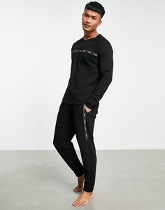 Комплект в стиле casual черного цвета с отделкой кантом Boss Bodywear-Черный