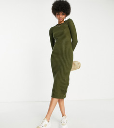 Трикотажное платье с разрезом сбоку Brave Soul Tall-Зеленый цвет