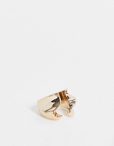 Золотистое «расплавленное» кольцо с оборотом вокруг пальца Topshop-Золотистый