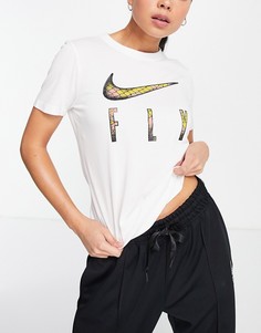 Белая футболка с логотипом-галочкой со змеиным принтом Nike Basketball Fly-Белый