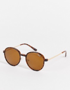 Круглые солнцезащитные очки в коричневой черепаховой оправе Quay-Коричневый цвет