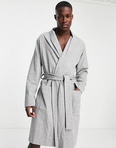Трикотажный халат серого меланжевого цвета ASOS DESIGN-Серый