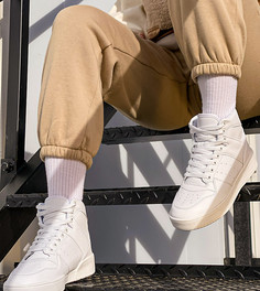 Белые высокие кроссовки на толстой плоской платформе для широкой стопы Truffle Collection Wide Fit-Белый