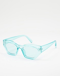 Солнцезащитные очки в голубой оправе «кошачий глаз» с линзами в тон ASOS DESIGN Recycled
