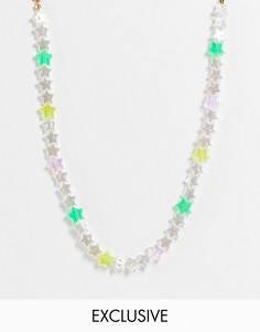 Ожерелье унисекс в стиле 90-х с радужными бусинами в форме звезд Reclaimed Vintage Inspired-Разноцветный