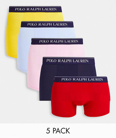 Набор из 5 боксеров-брифов разных цветов с фирменным поясом Polo Ralph Lauren-Разноцветный