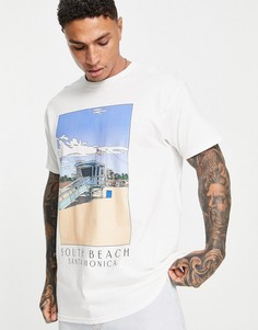 Oversized-футболка белого цвета с принтом с надписью "South Beach" South Beach-Белый Topman