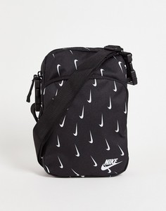 Черная сумка через плечо со сплошным логотипом Nike Heritage-Черный