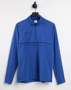 Синий топ на короткой молнии Nike Football Academy Drill-Голубой
