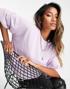 Свободная футболка сиреневого цвета с короткими рукавами Topshop-Фиолетовый цвет