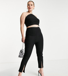 Черные брюки с разрезами спереди от комплекта Vesper Plus-Черный
