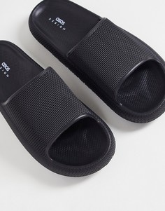 Черные фактурные шлепанцы ASOS DESIGN-Черный