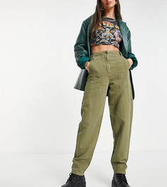 Легкие брюки-галифе цвета хаки с завышенной талией Topshop Tall-Зеленый цвет
