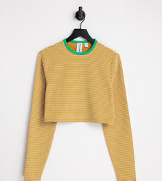 Лонгслив в оранжевую полоску с контрастной отделкой горловины COLLUSION PLUS-Оранжевый цвет