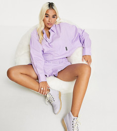 Укороченная сиреневая рубашка свободного кроя от комплекта COLLUSION-Фиолетовый цвет