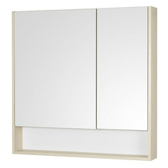Шкаф AQUATON Сканди 90, с зеркалом, подвесной, 850х850х130 мм, белый/дуб верона [1a252302sdb20]