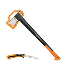 Топор Fiskars X25, большой, черный/оранжевый (в комплекте пила) [1025437]