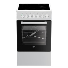 Электрическая плита Beko FSE57W, стеклокерамика, без крышки, белый/черный