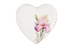 тарелка в форме сердца ирисы 21.5 (garda decor) белый 2 см.