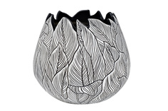 кашпо листья черно-белое d25*22 (garda decor) черный 22 см.