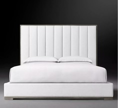 Кровать modena framed panel vertical channel (idealbeds) белый 221x120x227 см.