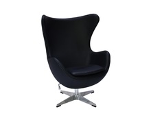 Кресло egg chair чёрный, натуральная кожа (bradexhome) черный 87x57x76 см.