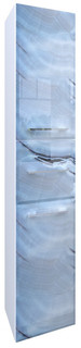 Пенал подвесной голубой мрамор/белый глянец R Marka One Visbaden У73126