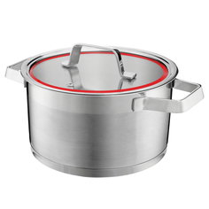 Кастрюли из нержавеющей стали кастрюля ATTRIBUTE Red Line 3,3л 20см нерж.сталь стекл.крышка индукция