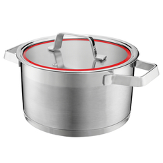 Кастрюли из нержавеющей стали кастрюля ATTRIBUTE Red Line 5,7л 24см нерж.сталь стекл.крышка индукция